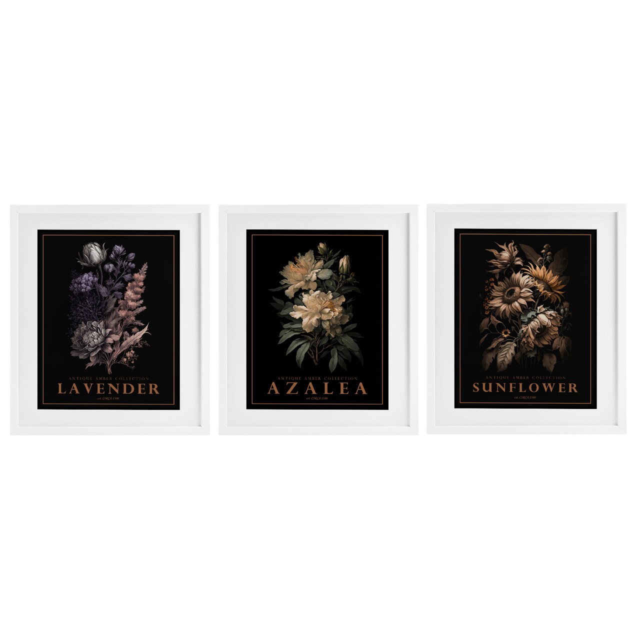 Stupell Industries Antique Botanical Herb Bushels 3pc Framed Print Under Glass Set, design by Christopher Giampietro